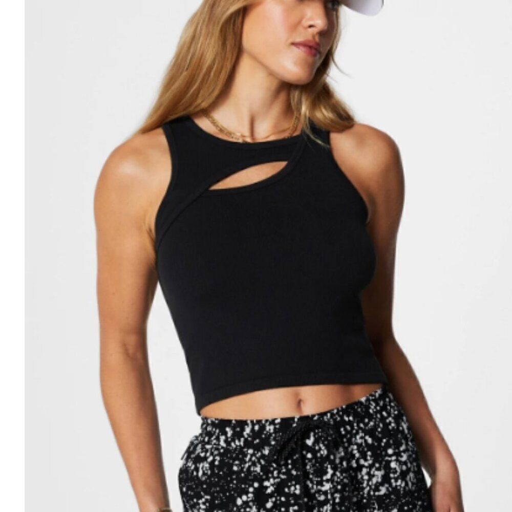 FABLETICS Cloud Seamless Cut Out Halter Tank Black Size Large